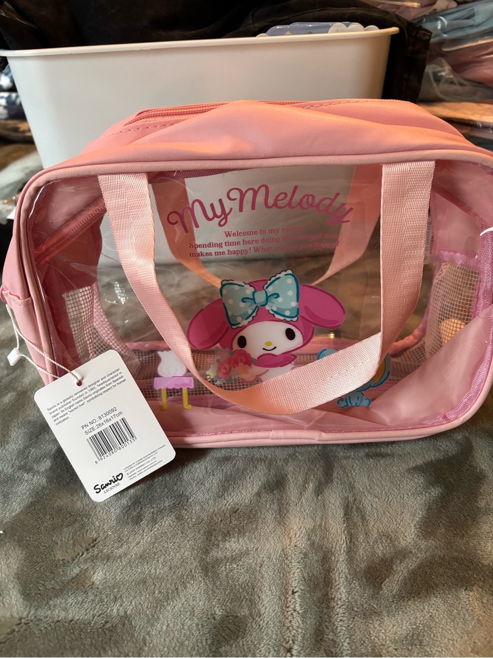 Sanrio Licensed My Melody Pink Clear Vinyl Travel Bag